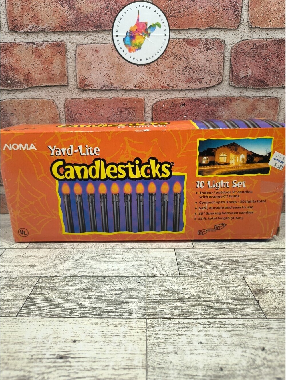 NOMA Yard-Lite Black 9" Candlesticks 10 Light Set Orange Bulbs 15 Ft. Open Box